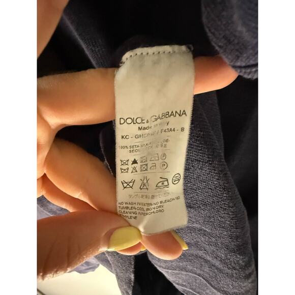 Dolce & Gabbana Silk Long Sleeve Button Front Hoodie Navy Blue Women Sz 14 EU 50 - Picture 3 of 13